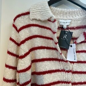 Miou Muse Red and White Striped Women's Sweater